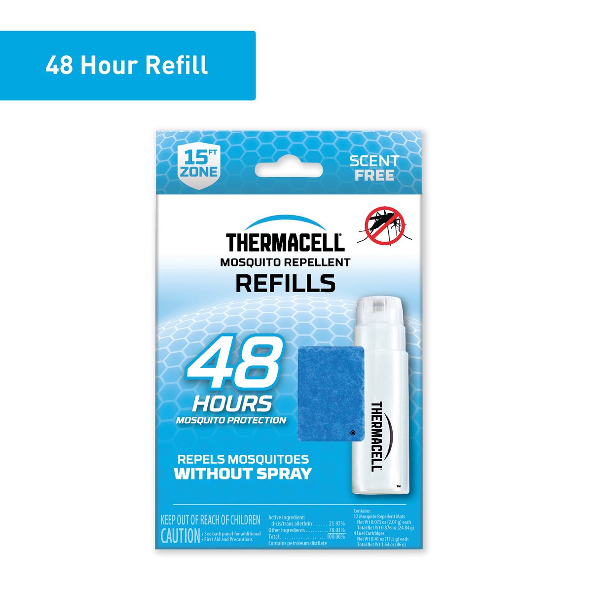 Thermacell Outdoor Mosquito Repellent Refills 48-Hour and 15 Ft. Coverage and Deet Free (4-Count) White