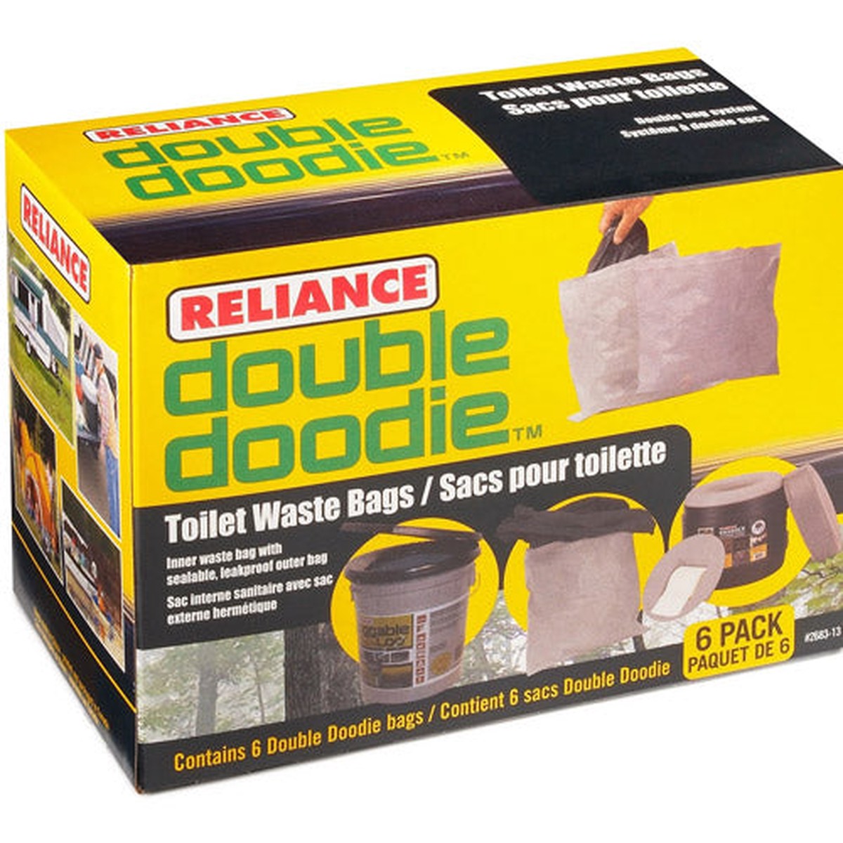 Sacs Fermeture Glissire Reliance Double Doodie Bags Pour Toilette De Camping/toilette Chimique Portable 2 l
