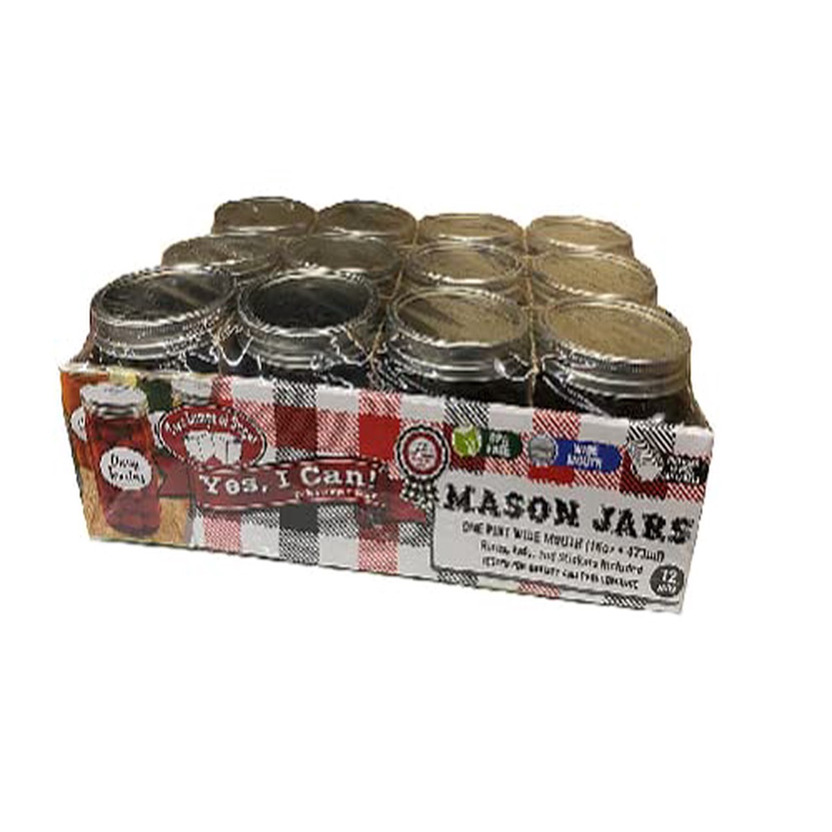 Two Lumps of Sugar Mouth Jars 16 Oz Clear