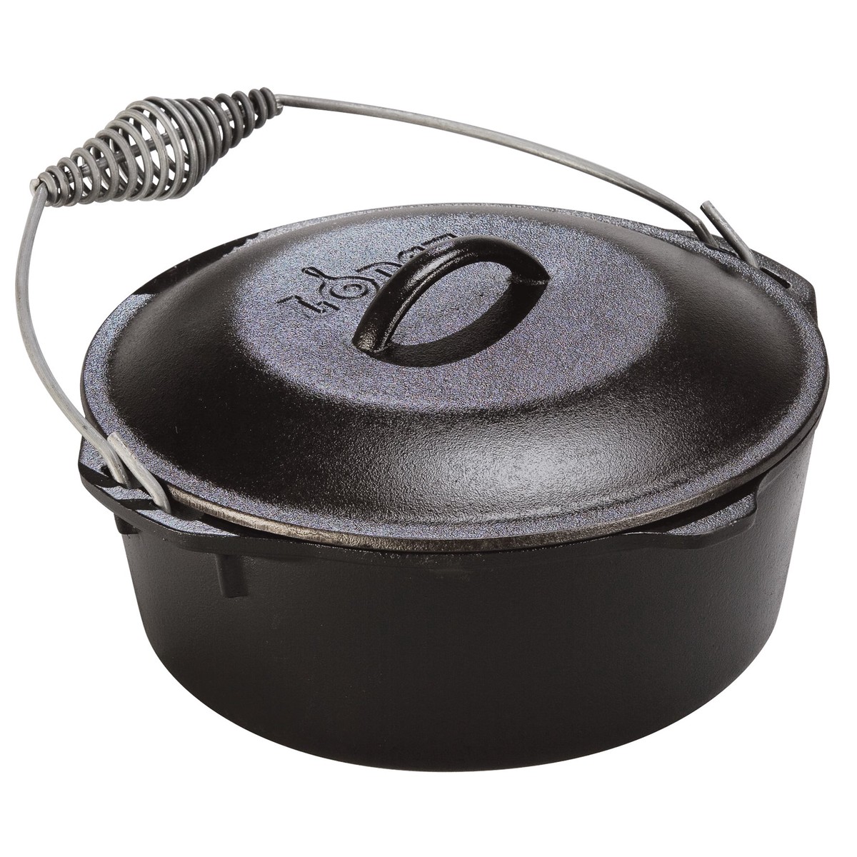 Lodge 5 Qt. Cast Iron Dutch Oven with Lid and Spiral Bail Handle Black